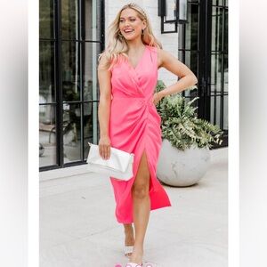 NWOT Pink Lily Elegance is Beauty Pink Midi Dress